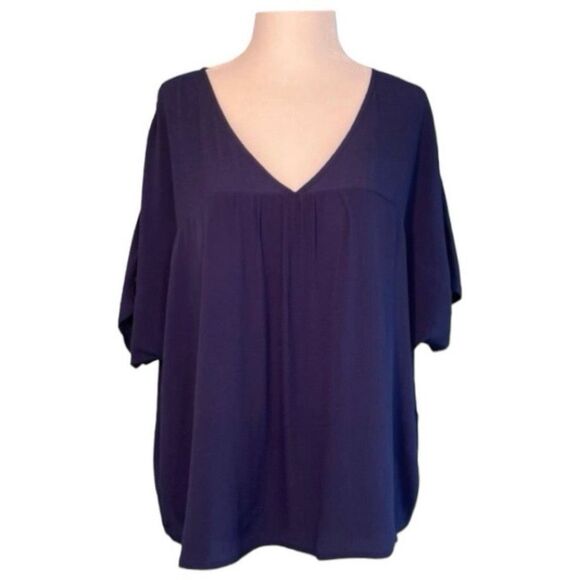 Madewell Boxy Rhyme V-Neck Tee Navy Blue Drop Shoulder Oversized Short Sleeve - Picture 1 of 7